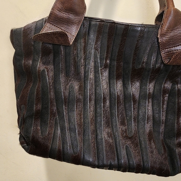 Abro made in Italy Vintage Leather Fur black and Brown Shoulder bag - Picture 9 of 12